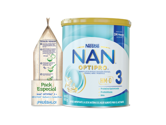 PACK DE NAN® OPTIPRO 3 800g MÁS NESTUM® Nature's Selection 5 Cereales Quinoa 180g 