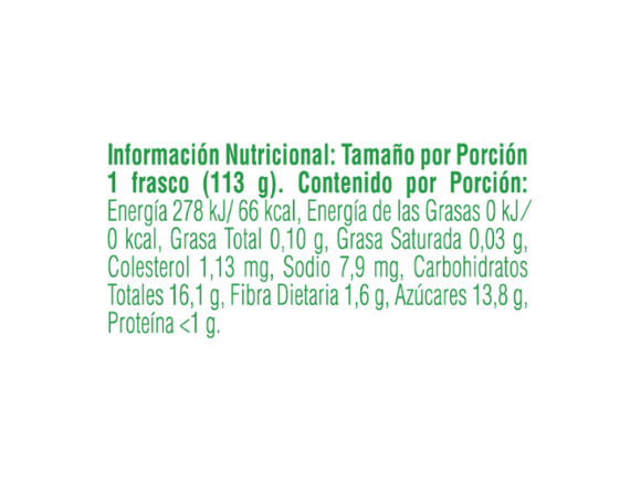 Colado Gerber Orgánico de Manzana Información Nutricional